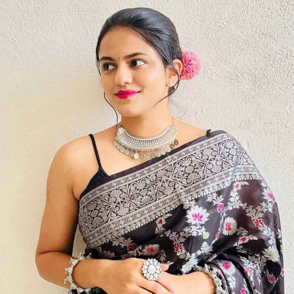 Black Banarasi Georgette Meena Jaal Saree
